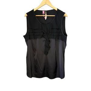 NWT Basler Black Ruffle Satiny Sleeveless Blouse size 16